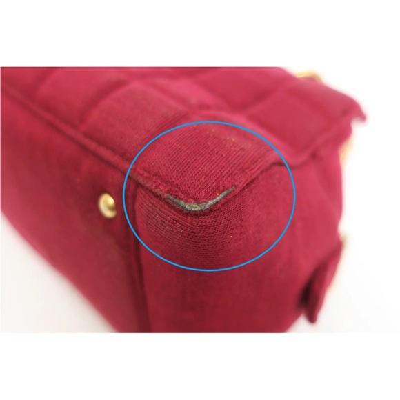 SOLD❤️ CHANEL Chocolate Bar CC Red Canvas Double Chain Shoulder Crossbody Bag - Picture 11 of 16